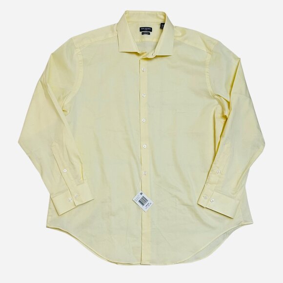 Van Heusen Men's Size XL 17.5 32/33 Button-down Long Sleeve Dress Shirt Yellow - Picture 1 of 5